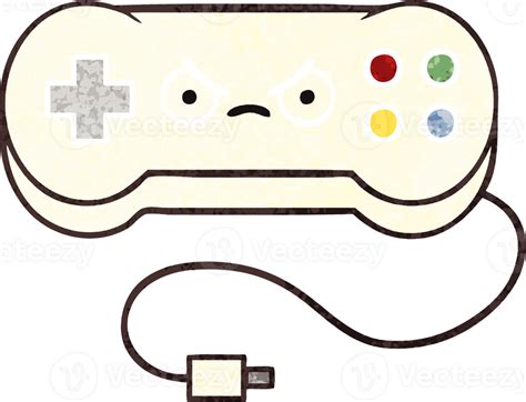 Retro Ilustración Estilo Dibujos Animados De Un Juego Controlador 45133680 Png