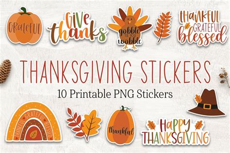 Thanksgiving Stickers Printable Sticker Set