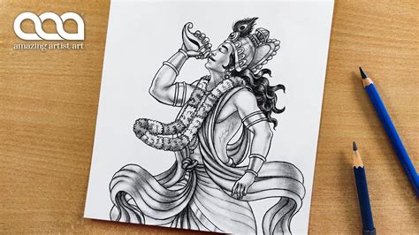 Lord Krishna Blowing Shankh Drawing 😍 Geeta Jayanti Special Drawing 🔥