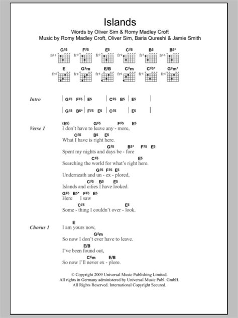 Islands By The Xx Guitar Chordslyrics Guitar Instructor