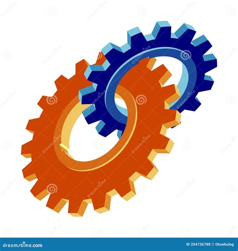 ícone Do Vetor 3d De Duas Engrenagens Ligadas Ilustração Em Estilo Plano Isolada Em Fundo