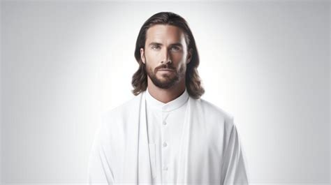 Premium Photo A Man With Long Hair And Beard Wearing A White Shirt