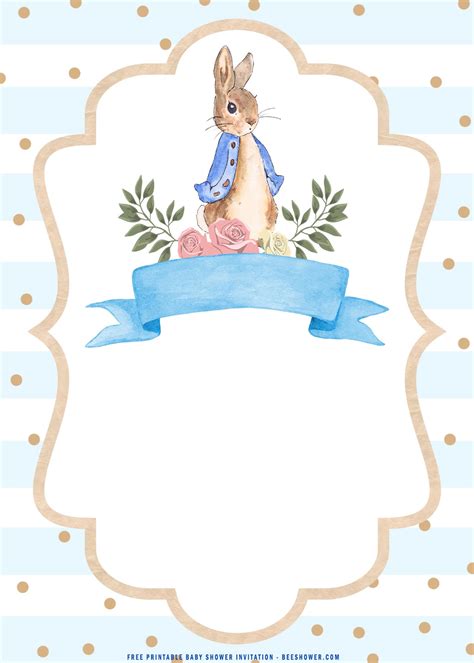 Free Printable Watercolor Peter The Rabbit Baby Shower Invitation