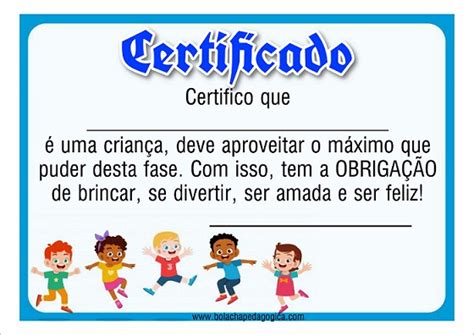 Gerador De Certificado Para O Dia Das Criancas Bolacha Pedag Gica