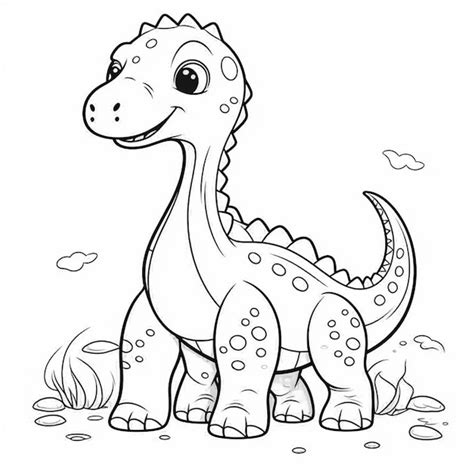 Um Dinossauro De Desenho Animado Parado Na Grama Um Fundo De C U Ai