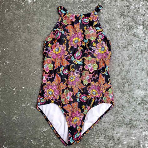 Clean Water Halter Vibrant Floral One Piece Swimsuit Gem