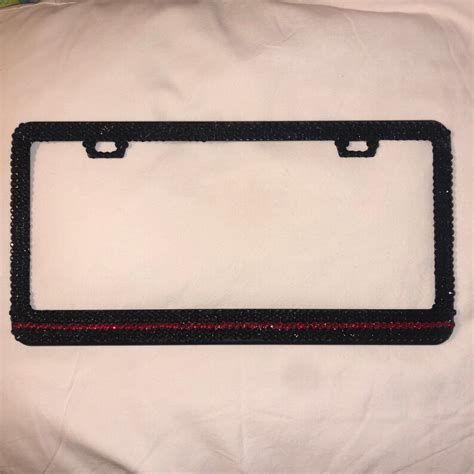 Crystal Thin Red Line License Plate Frame Etsy