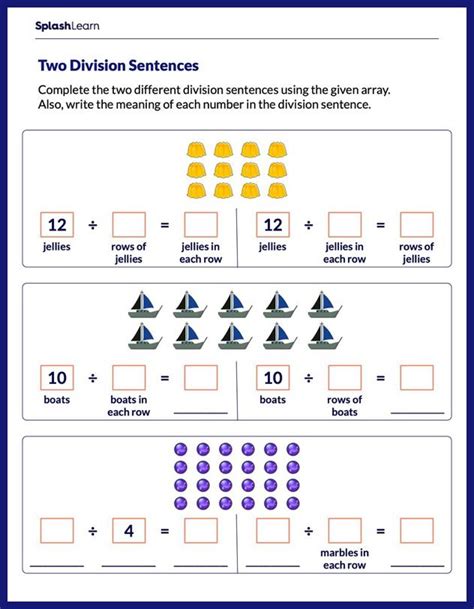 Division Using Arrays Worksheets