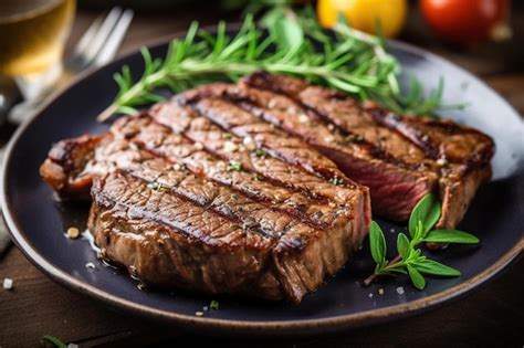 Premium Ai Image A Plate Of Steaks With Herbs On It