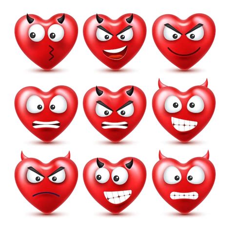 Premium Vector Heart Smiley Emoji Vector Set For Valentines Day Funny