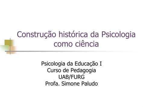 PDF Construção histórica da Psicologia como ciência Mas você sabe