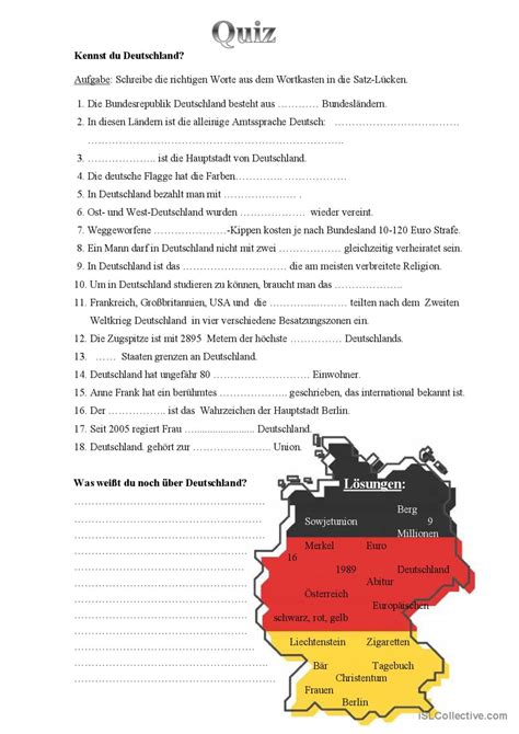 Deutschland Quiz Deutsch Daf Arbeitsbl Tter Pdf Doc