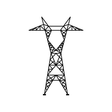 Electricity Tower Icon Vector Transmission Tower Illustration Sign Power Lines Symbol