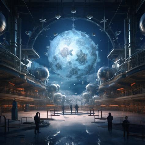 premium photo big atom science research station image generative ai