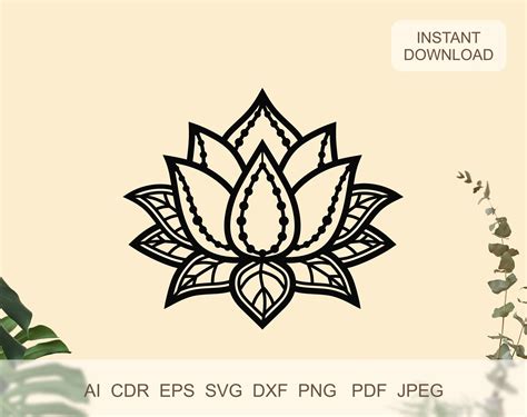 Lotus Flower Dxf Laser Cut Files Lotus Mandala Svg Files For Etsy Canada