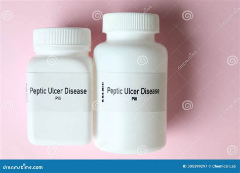 Peptic Ulcer Disease Pill In White Bottle Pill Stock Stock Image