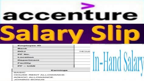 Accenture In Hand Salary For Freshers Accenture Pay Slip For Freshers