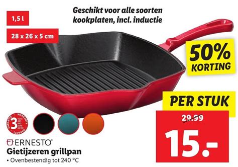 ERNESTO Gietijzeren Grillpan Aanbieding Bij Lidl