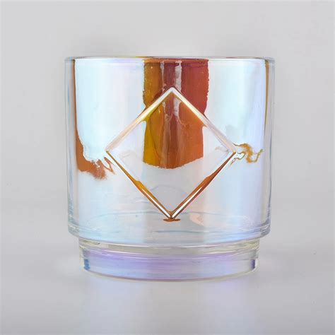 2020 New Iridescent Glass Candle Jars For Home Fragrance