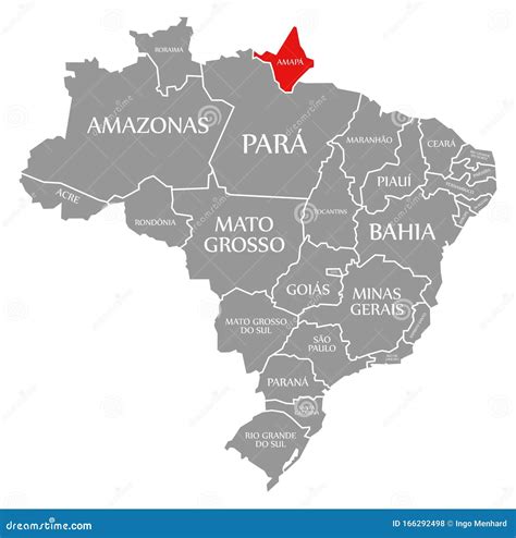 Amapa Red Highlighted in Map of Brazil Stock Illustration ...