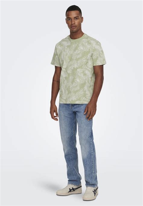 Only And Sons Onsperry Life Leaf Tee T Shirt Print Pear Sorbet