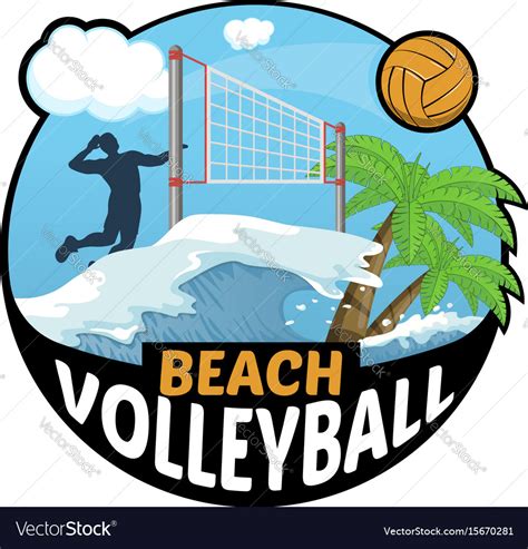 Beach Volleyball Logo For The Team And Cup Vector Image