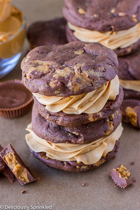 Chocolate Peanut Butter Whoopie Pies Deliciously Sprinkled