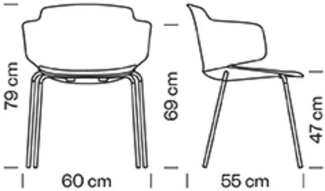 Fauteuil repas confort design CLASSY pied acier peint ou chromé