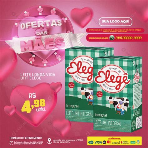 Ofertas Supermercado Leite Longa Vida Dia Das Mães Social Media Psd