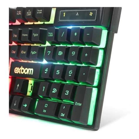 Kit Teclado Mouse Gamer Computador Pc Usb Abnt Iluminado Led Rgb Exbom