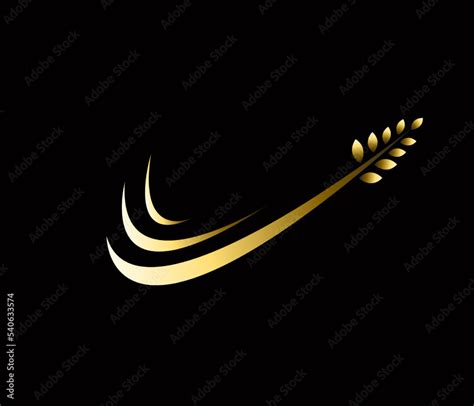 Golden laurel wreath swoosh logo. for anniversary, wedding, award Stock Vector | Adobe Stock