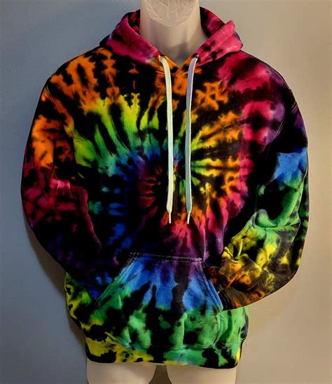 Gildan Tie Dye Hoodie Rainbow Swirl With Black Etsy