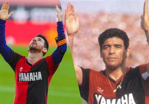 In Pictures Lionel Messis Beautiful Newells Old Boys Tribute To Diego Maradona Soccer Laduma