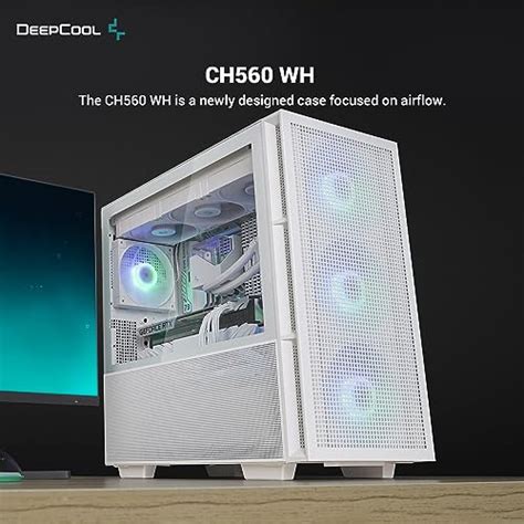 Deepcool Ch560 Wh White Pc Case High Airflow 140mm Pwm Argb Fans Front