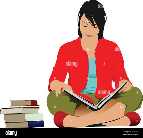 Woman Reading Book Vector Illustration Stock Vector Image And Art Alamy