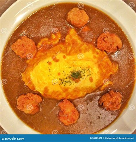 Japanese Omelette Curry Rice Stock Photo Image Of Omelette Japanese