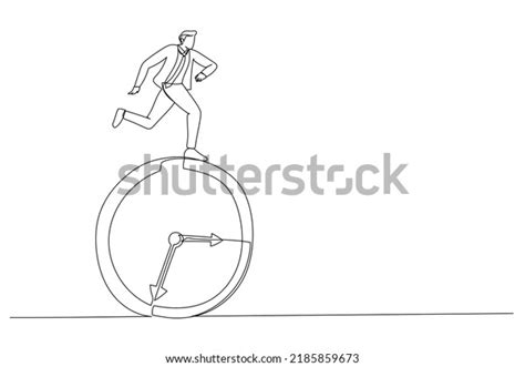 Cartoon Businessman Running On Clock Deadline Stock Vector Royalty