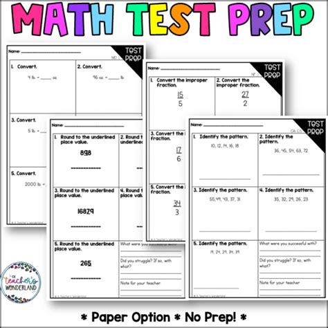 4th Grade Math Review Test Prep Interventions In Math Practice