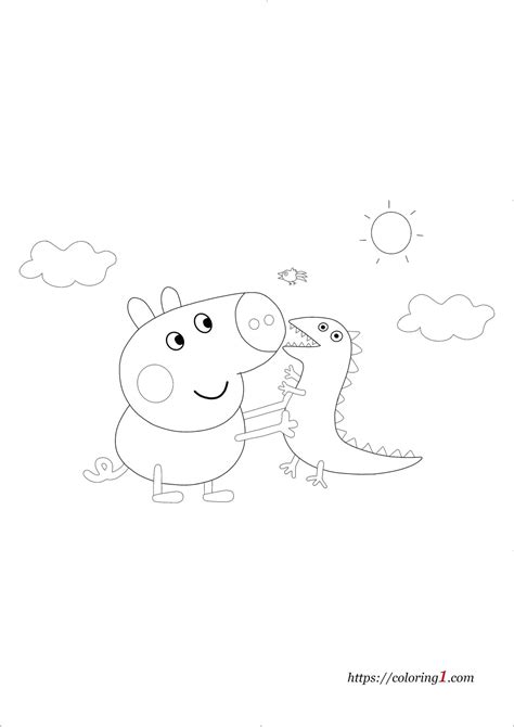 Peppa Pig George with Dinosaur Coloring Pages - 2 Free Coloring Sheets ...