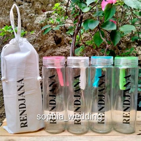 Jual Souvenir Botol Tumbler Kaca Slim Bening Custom Sablon Kemas Blacu