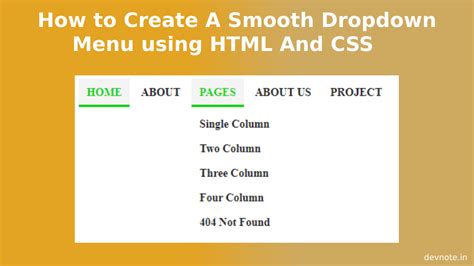 How To Create A Smooth Dropdown Menu Using Html And Css Devnote