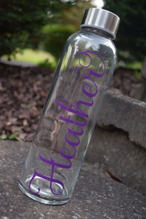 Glass Water Bottles Monogrammed Water Bottles Personalized Etsy