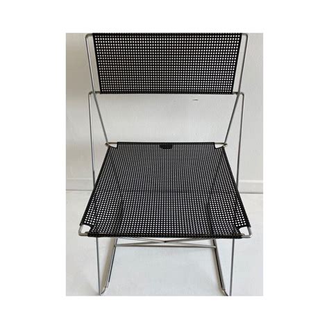 Vintage Stacking Chair Postmodern Black X Line By N J Haugesen