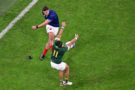 Cheslin Kolbe charges down conversion for France - Rugby World