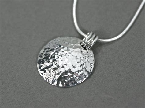 Hammered Silver Disc Necklace Sterling Silver By Humbertcreations