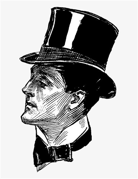 Gentalmen And Top Hat Illustrations Man In Top Hat Drawing PNG Image