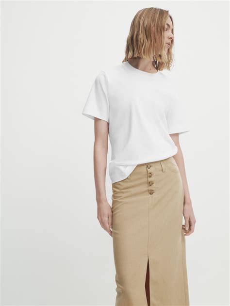 Massimo Dutti Buttoned Midi Pencil Skirt With Slit Big Apple Buddy