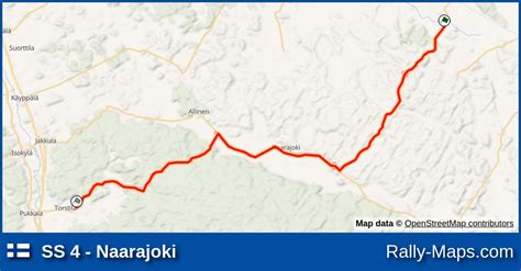 SS 4 Naarajoki Stage Map Pohjanmaa Ralli 1973 RALLI SM Rally