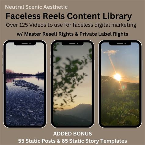 Faceless Reels Library With Neutral Scenic Aesthetics W Master Resell