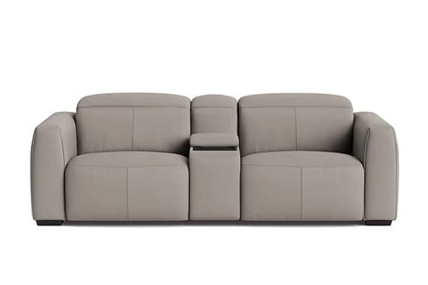 Valencia Carmen Leather Loveseat Dual Recliner with Console Sofa, Ligh